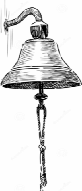 Foto van een oude schoolbel met koord op 'den ninovieter' website om verder de website te bezoeken.