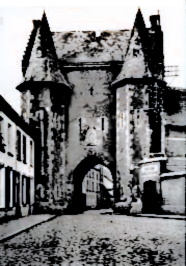 Foto van de koepoort uit Ninove op 'den ninovieter', de Ninoofse almenak in dialect.